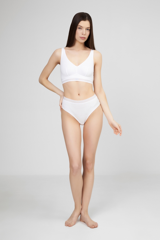  Белый бюстгальтер-топ с мягкими чашками  4