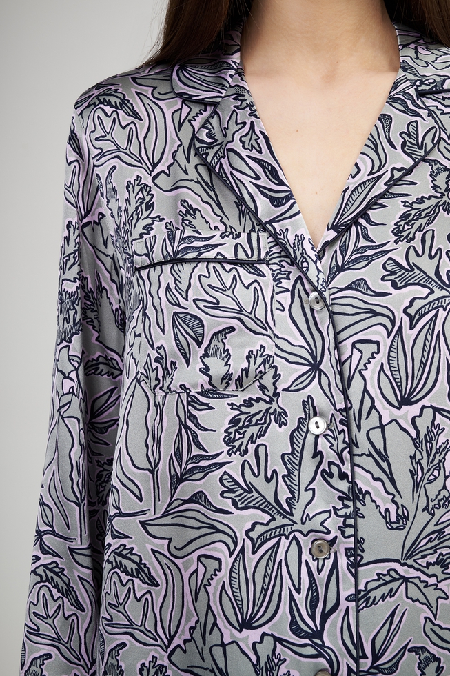 Женская шелковая пижама с брюками 5