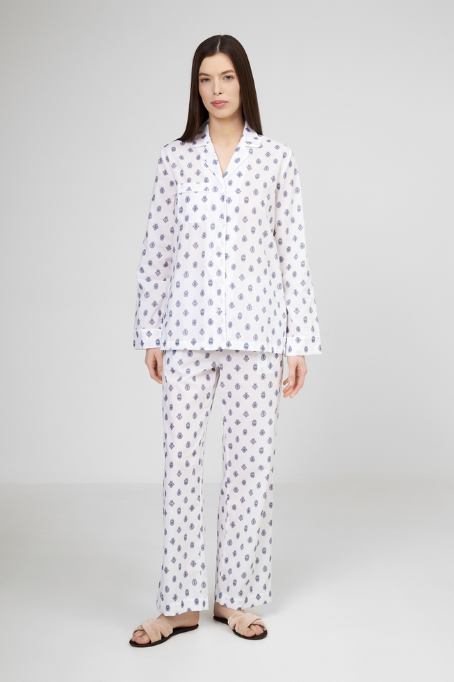 Женская хлопковая пижама с брюами 1