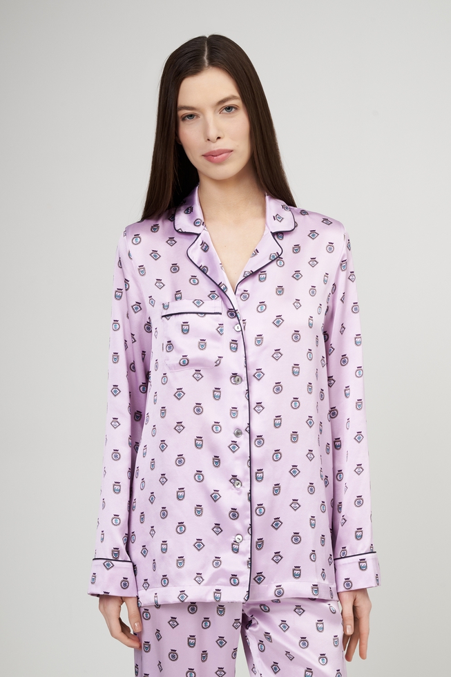 Женская шелковая пижама с брюками 3