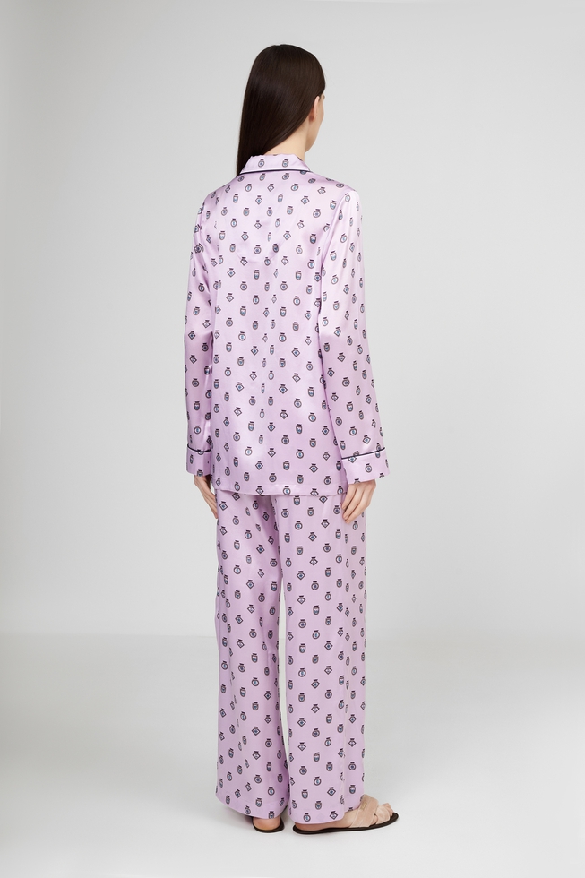 Женская шелковая пижама с брюками 2