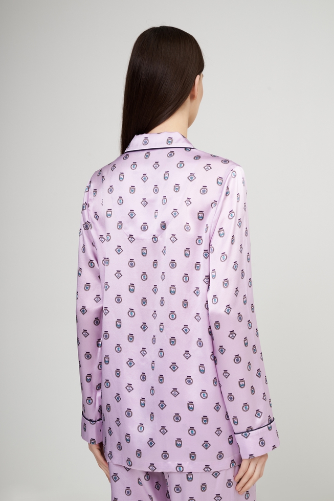 Женская шелковая пижама с брюками 4