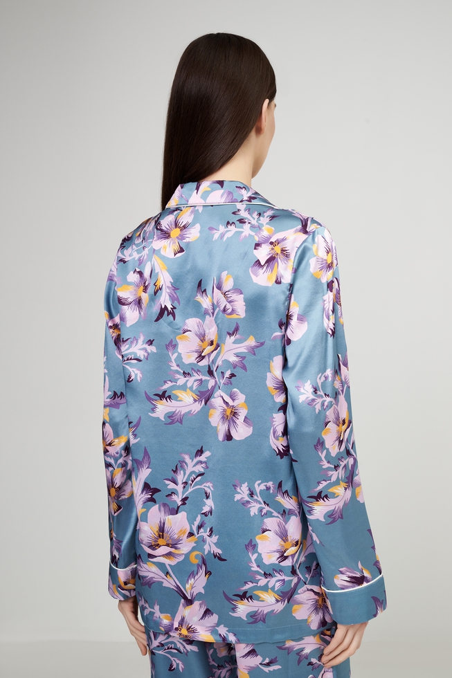 Женская шелковая пижама с брюками 4