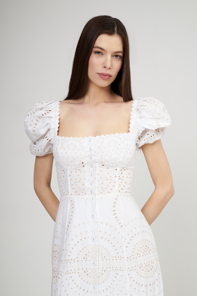 Длинное ванильное платье  3