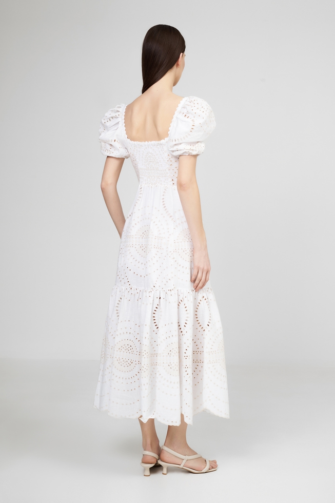 Длинное ванильное платье  2