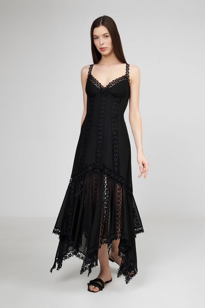 Чёрное длинное платье  1