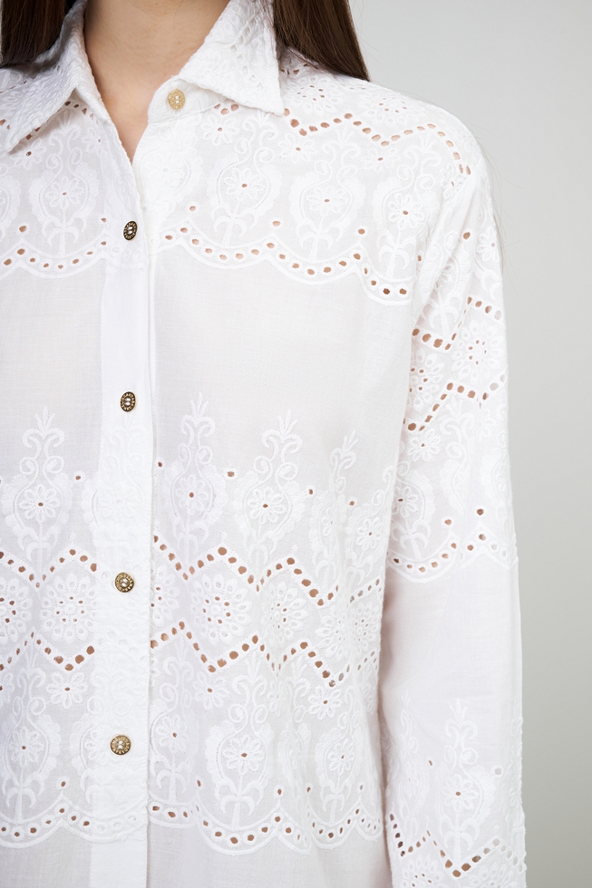 Белая блузка с длинным рукавом 4