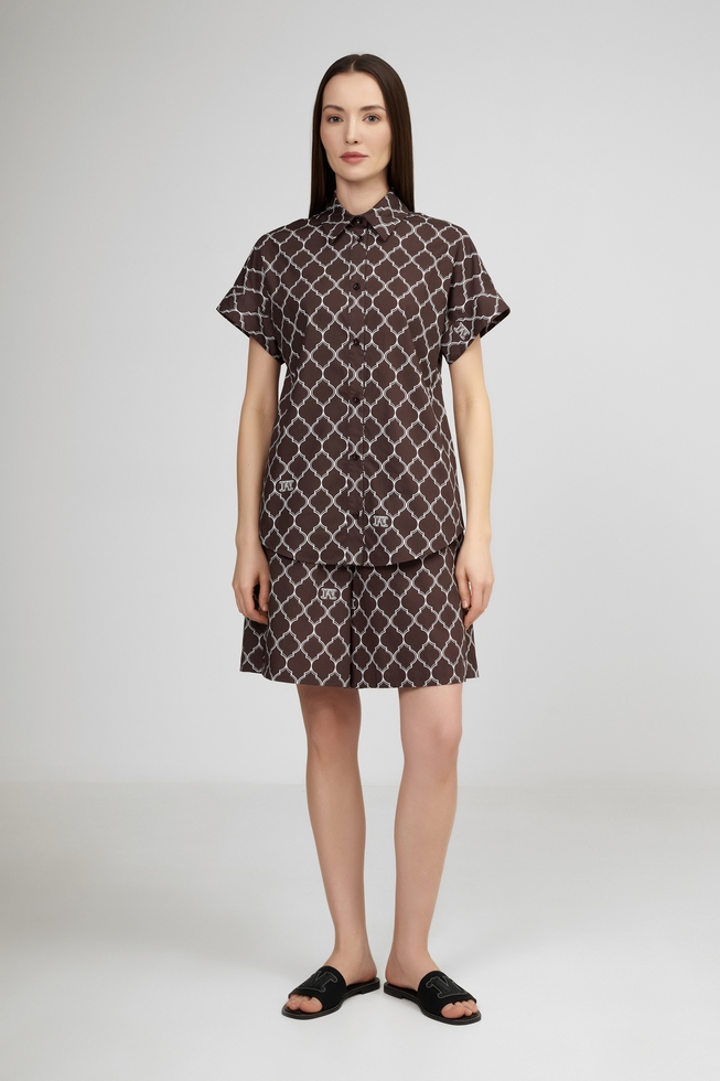 Хлопковая блузка с коротким рукавом 3