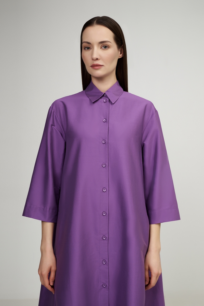 Фиолетовое платье с короткими рукавами 3