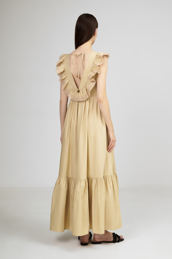 Длинное бежевое платье  2