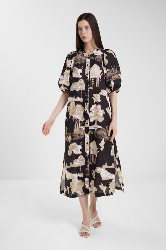 Длинное платье с короткими рукавами 1