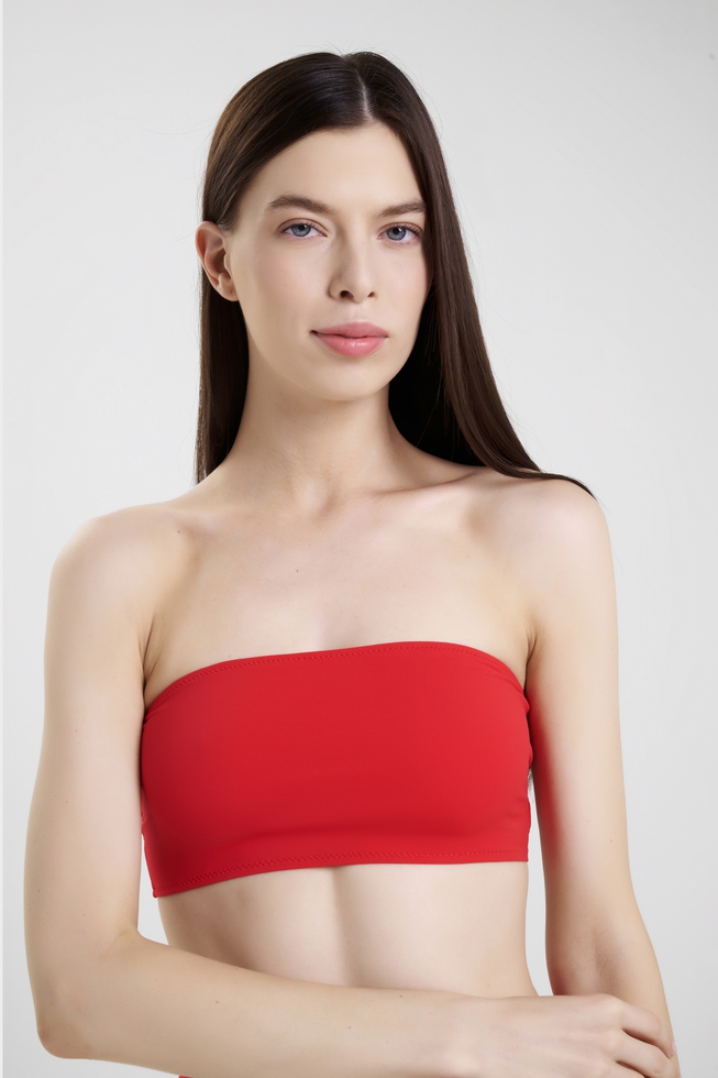 Красный купальный лиф-бандо 1