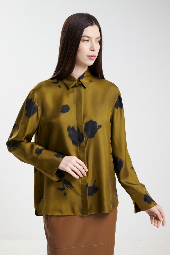 Шелковая блузка с длинным рукавом 1