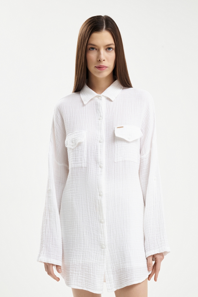 Белая блузка с длинным рукавом 1