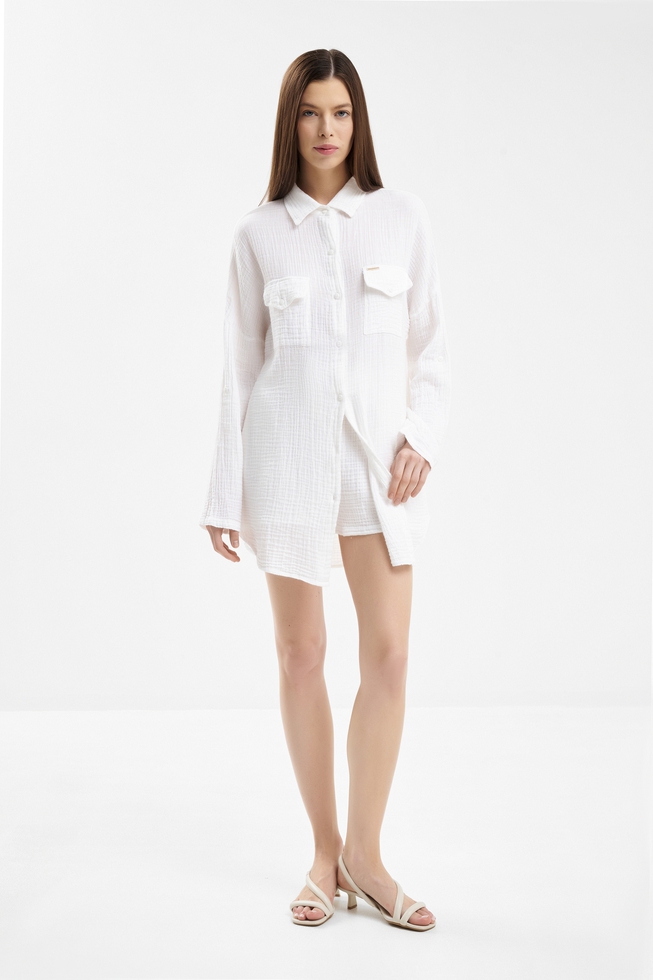 Белая блузка с длинным рукавом 3