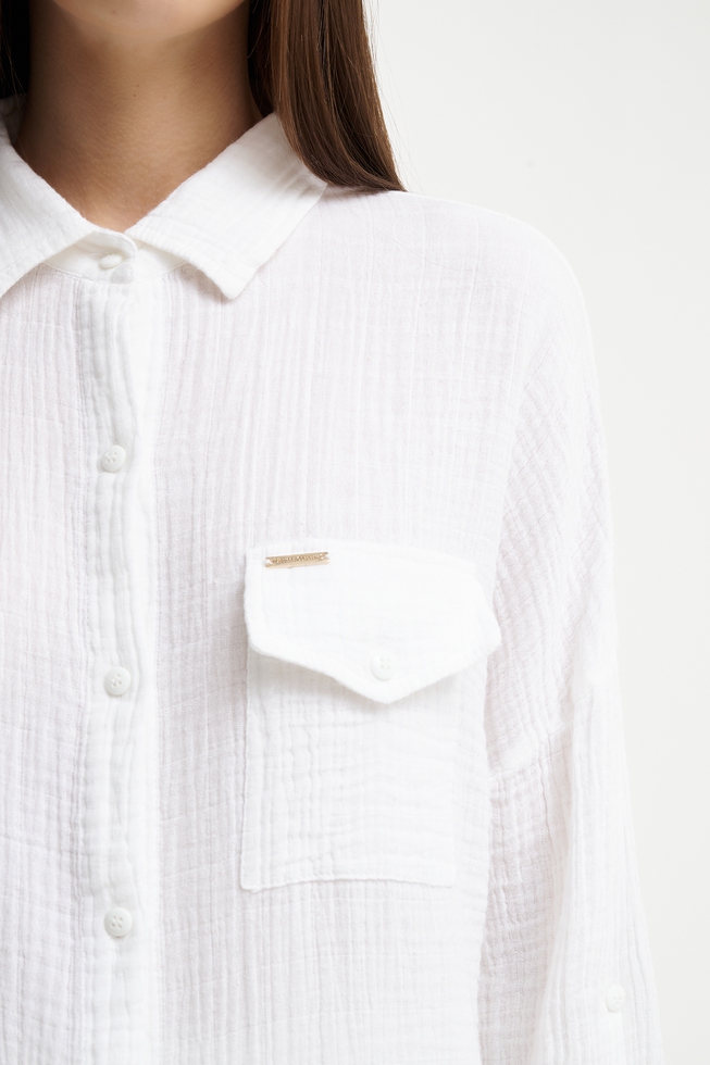 Белая блузка с длинным рукавом 4