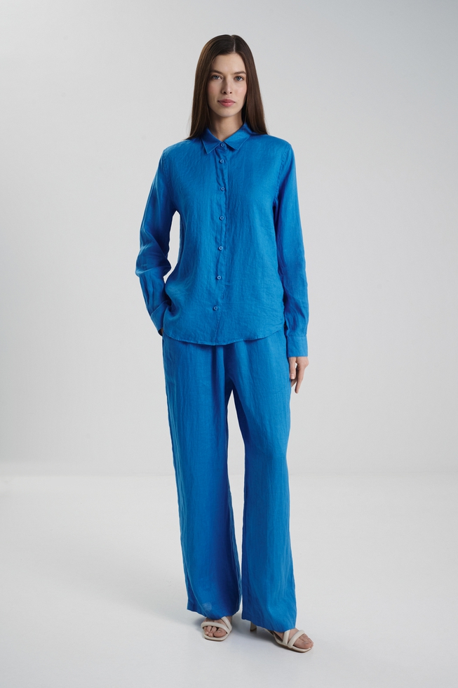 Женские широкие льняные брюки 3