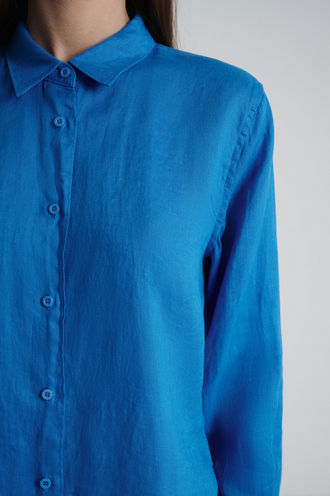 Льняная блузка с длинным рукавом 4