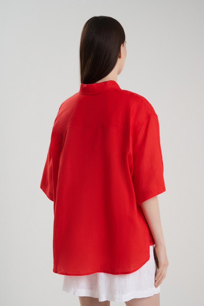 Льняная блузка с коротким рукавом 2