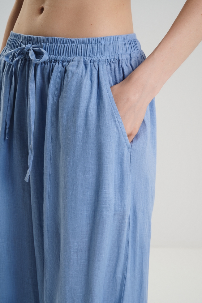 Женские широкие льняные брюки 4