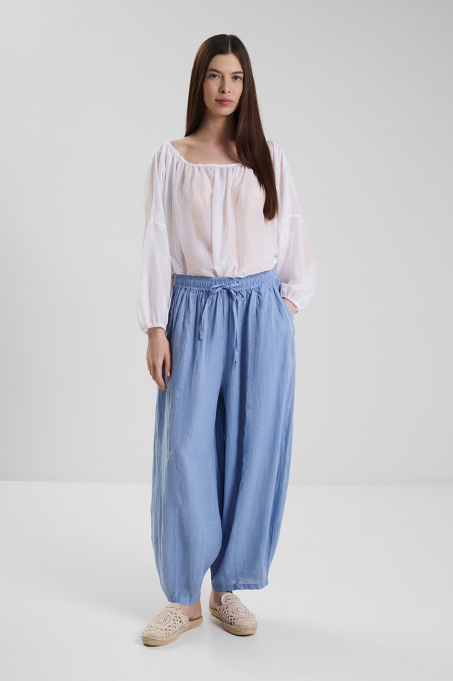 Женские широкие льняные брюки 3