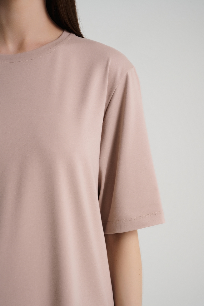 Женская бежевая футболка из хлопка 4