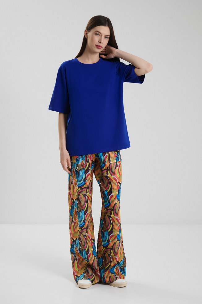 Женская синяя футболка из хлопка 3