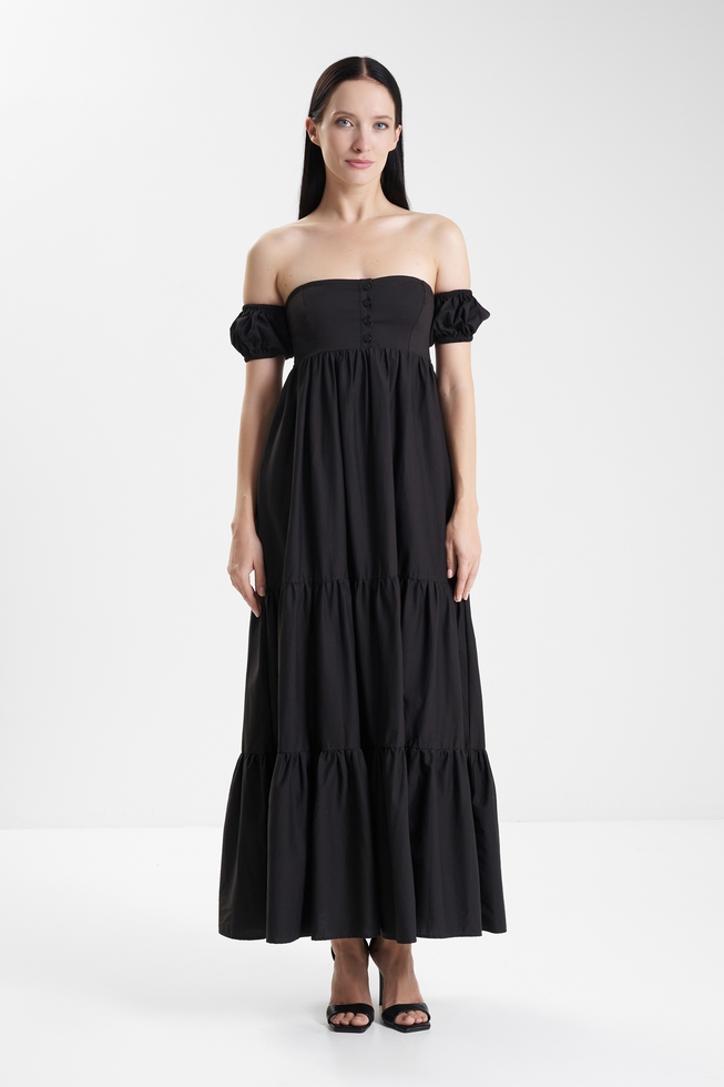 Чёрное длинное платье  1