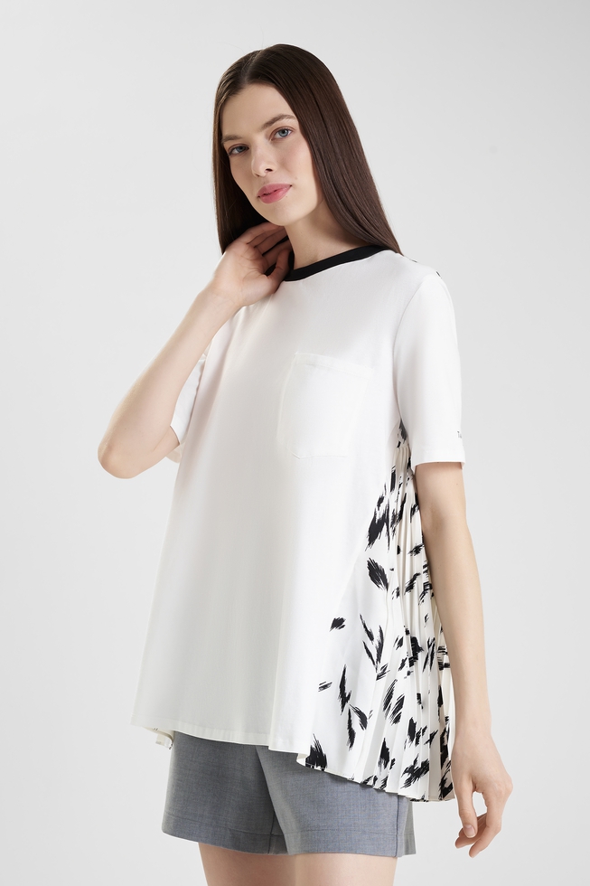 Женская белая блузка с коротким рукавом 1