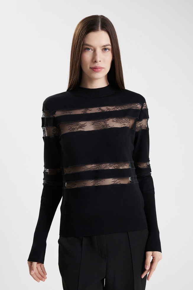 Черная блузка с длинным рукавом 1