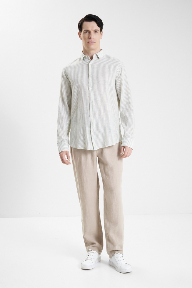 Льняные мужские брюки на завязках  3