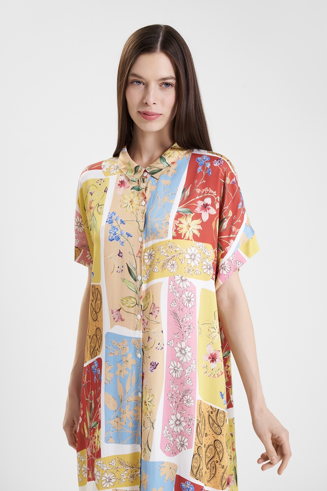 Женский короткий халат на пуговицах 3