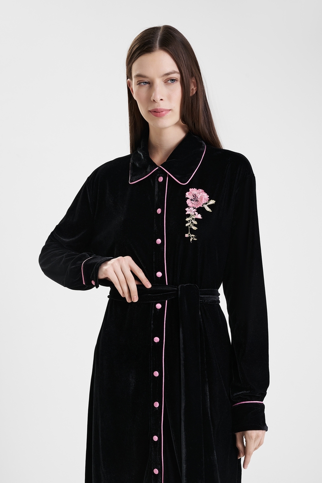 Женский короткий халат на пуговицах 3