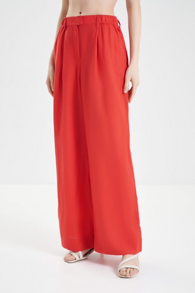 Женские льняные широкие брюки 1