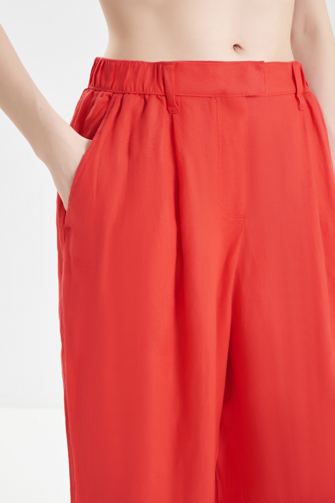 Женские льняные широкие брюки 4