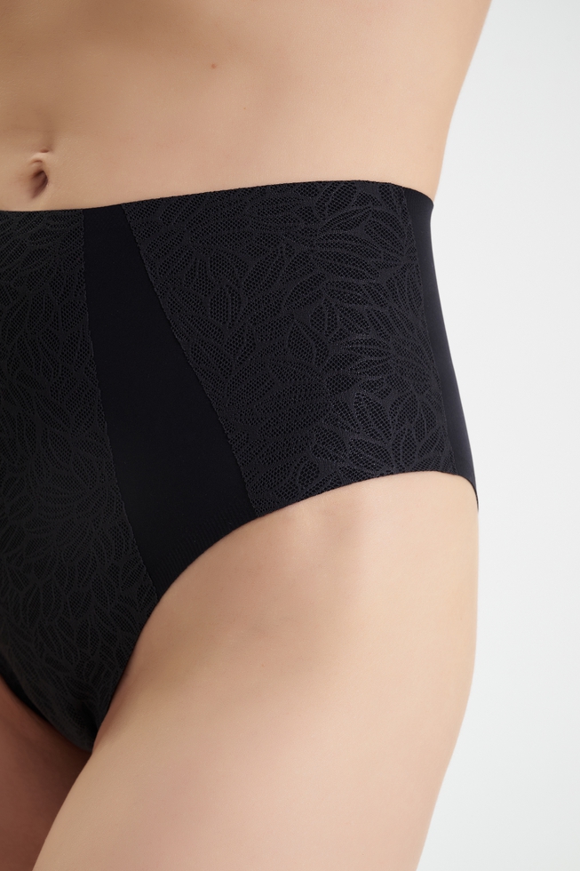  Женские черные высокие трусы-слипы  4