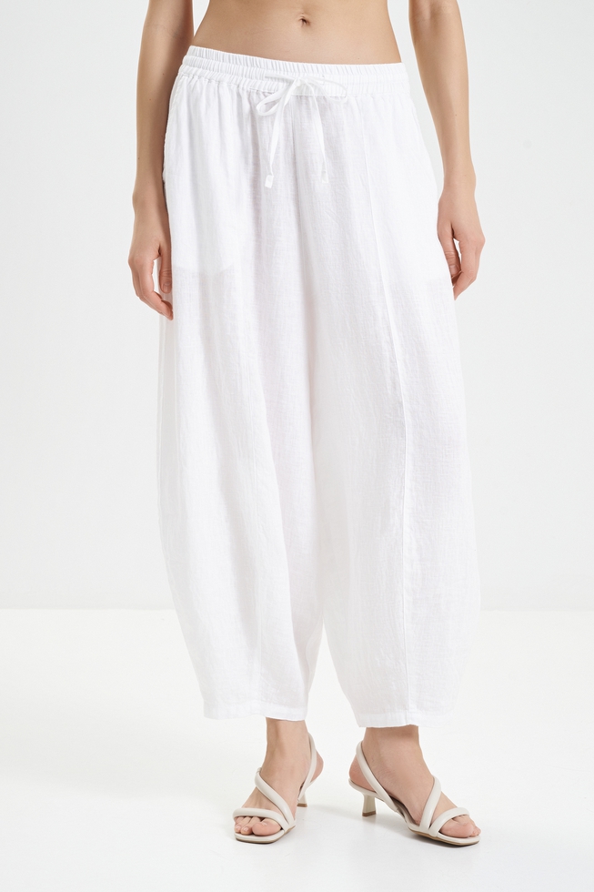 Женские льняные широкие брюки 1