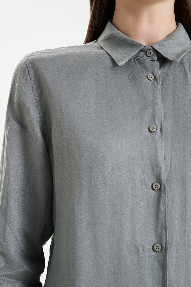Льняная блузка с длинным рукавом 4