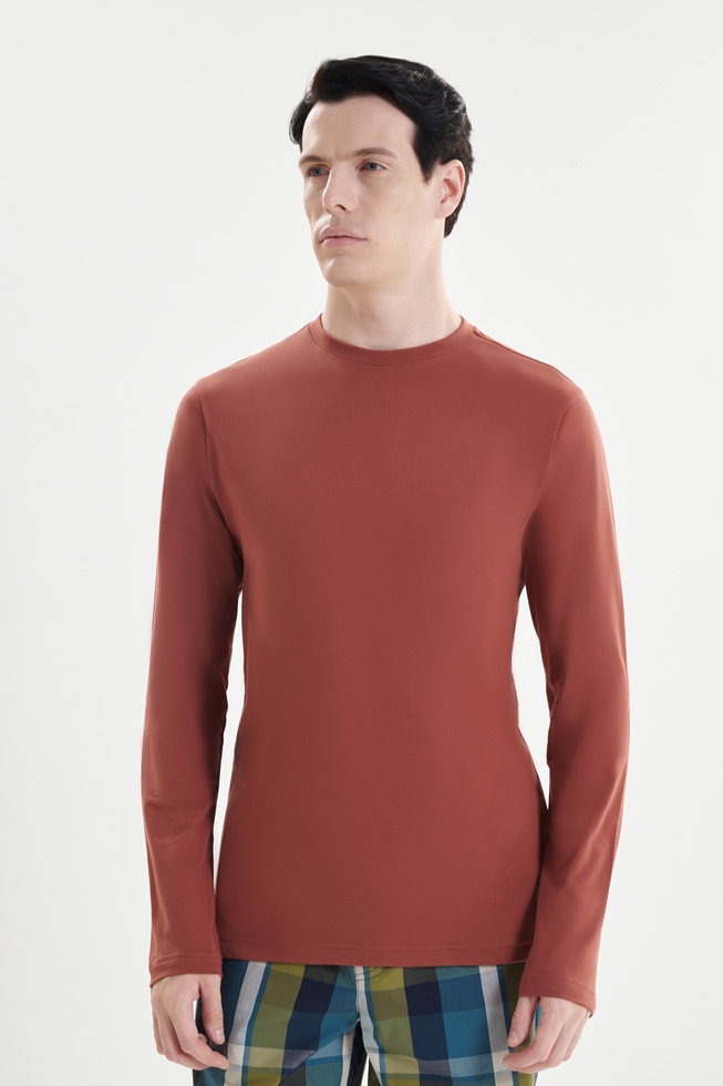 Мужской коричневый лонгслив 1