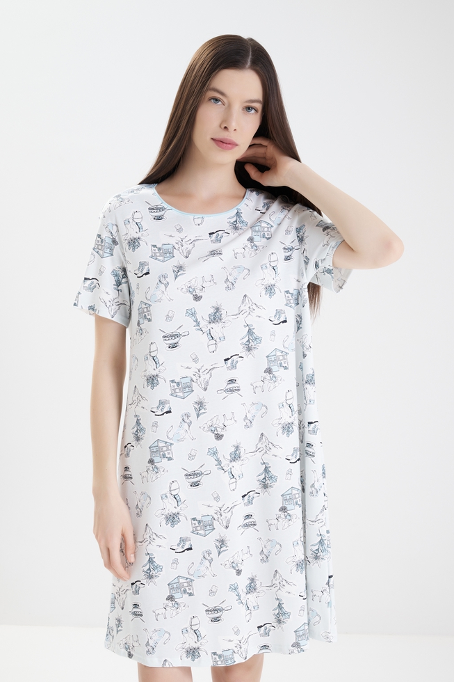 Женская сорочка из хлопка с принтом  3