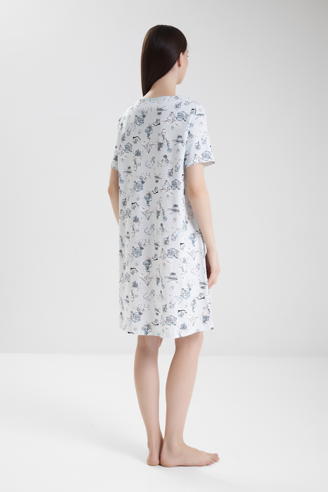 Женская сорочка из хлопка с принтом  2