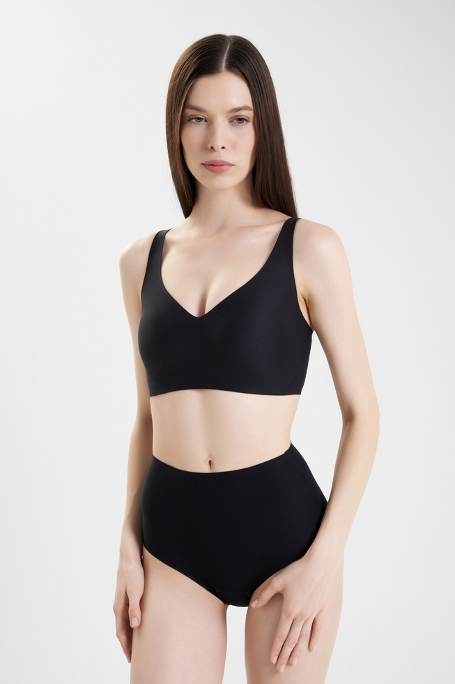  Бесшовный черный бюстгальтер-топ с плотными чашками Soft Stretch Power  3