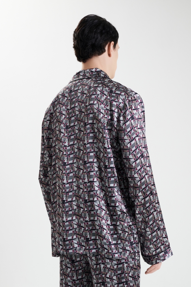 Мужская шелковая пижама с брюками 4