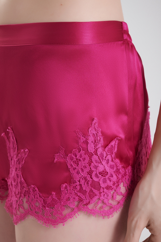 Женские домашние шелковые шорты с кружевом 4