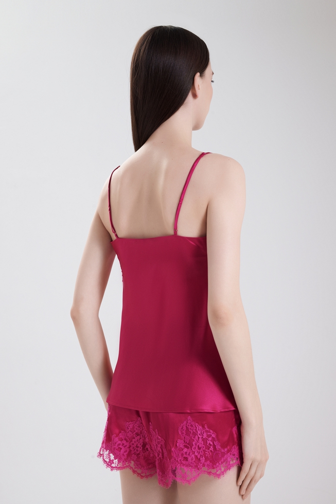 Женский домашний шелковый топ с кружевом 2