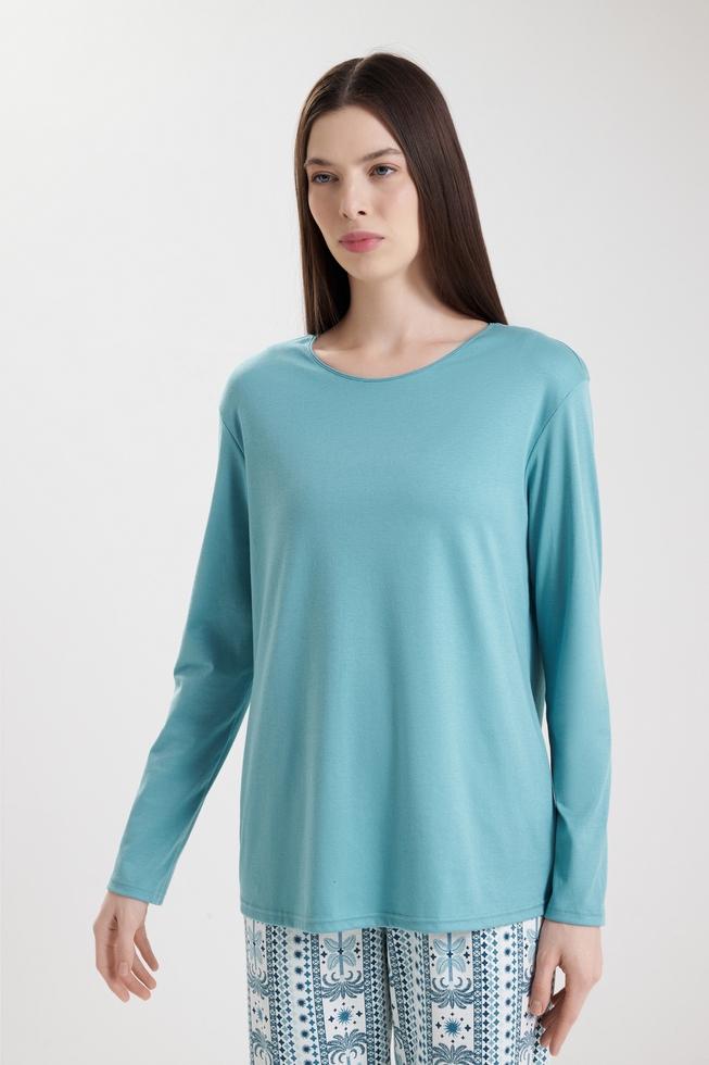  Женская хлопковая пижама с брюками  3