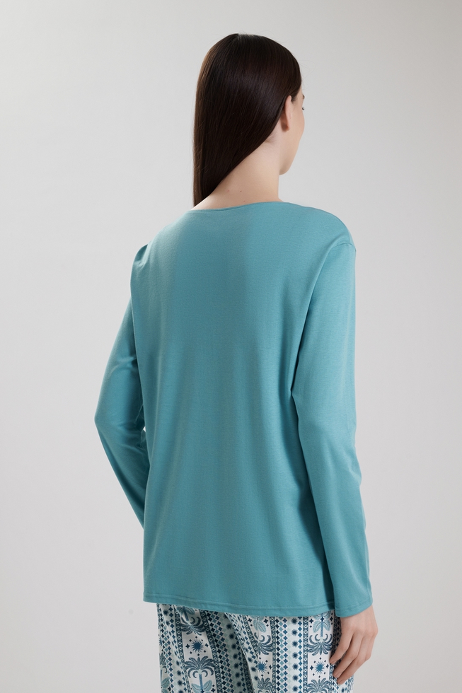  Женская хлопковая пижама с брюками  4