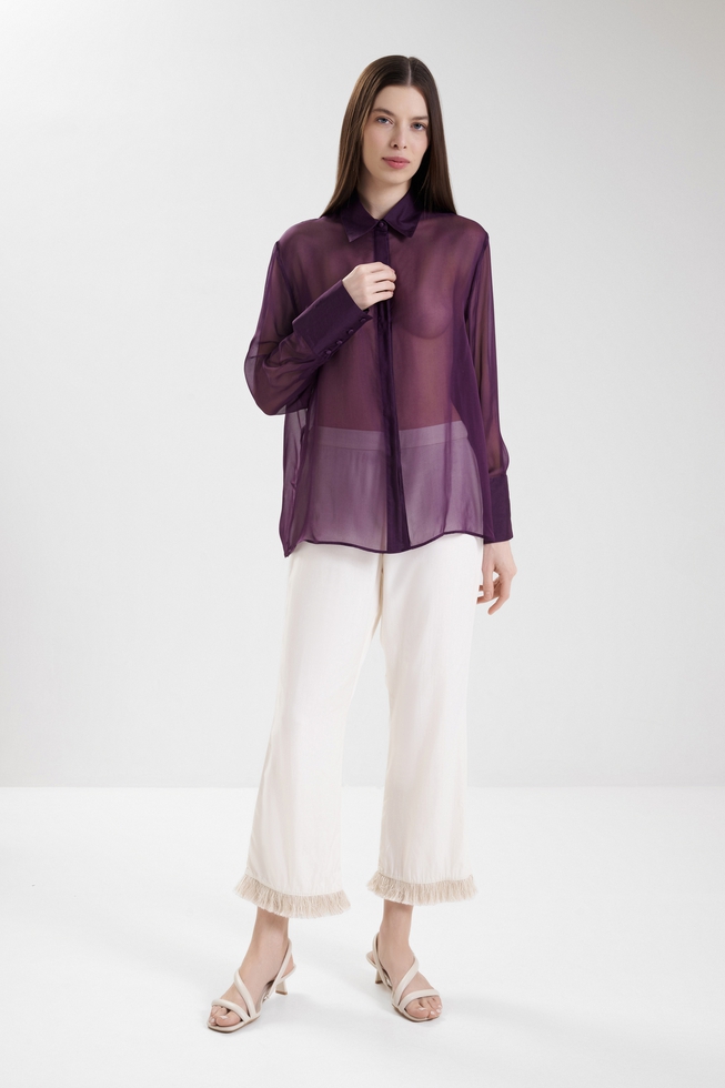  Женский шелковый домашний топ-блузка  4