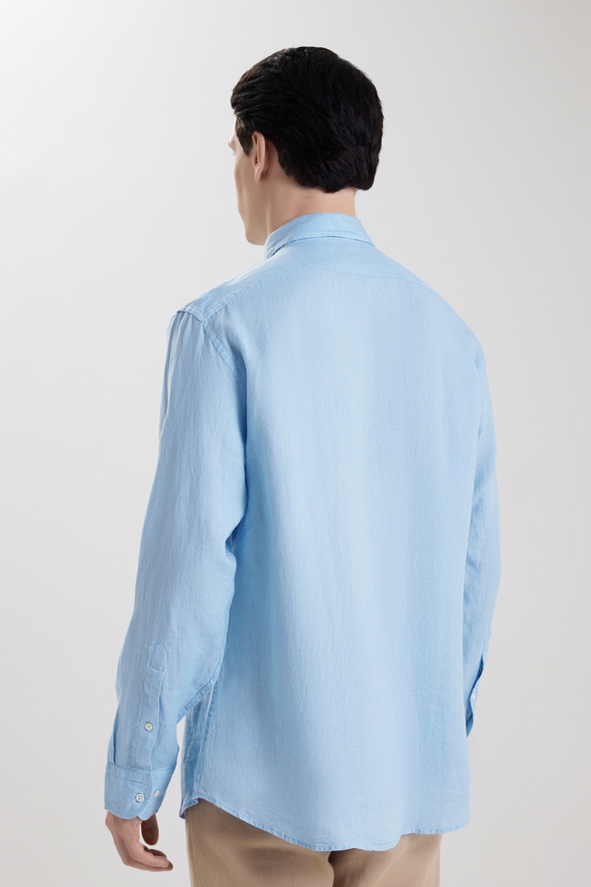 Мужская льняная рубашка с длинным рукавом 2