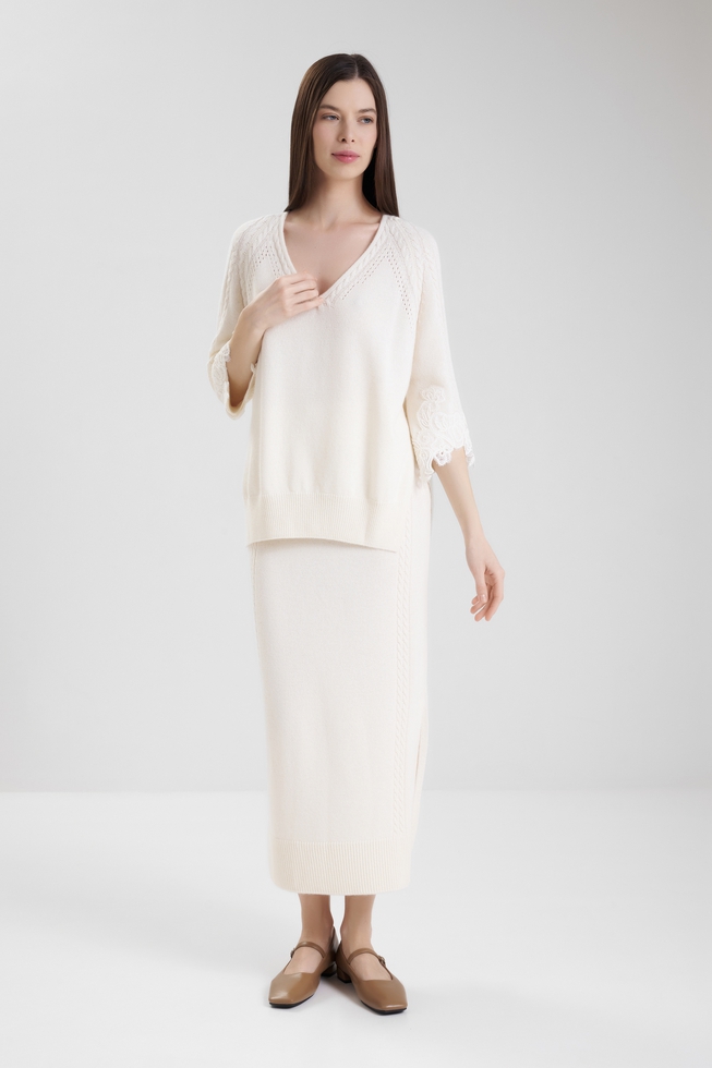  Женский джемпер с кружевом  3